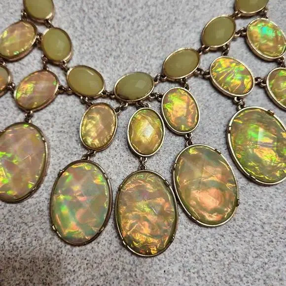 Charming Charlie Iridescent Oval Stone Necklace with Matching Earrings - Picture 2 of 7